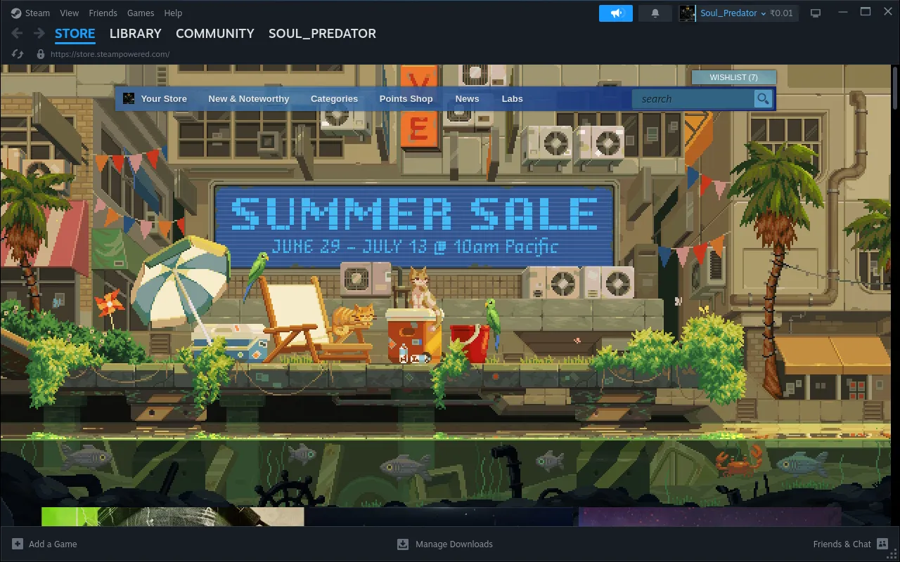 Steam homepage