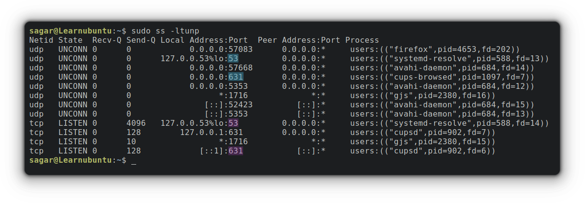Check Open Ports In Ubuntu