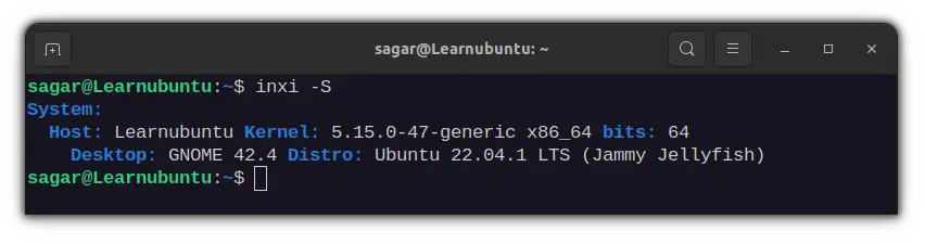 use inxi utility to print system details