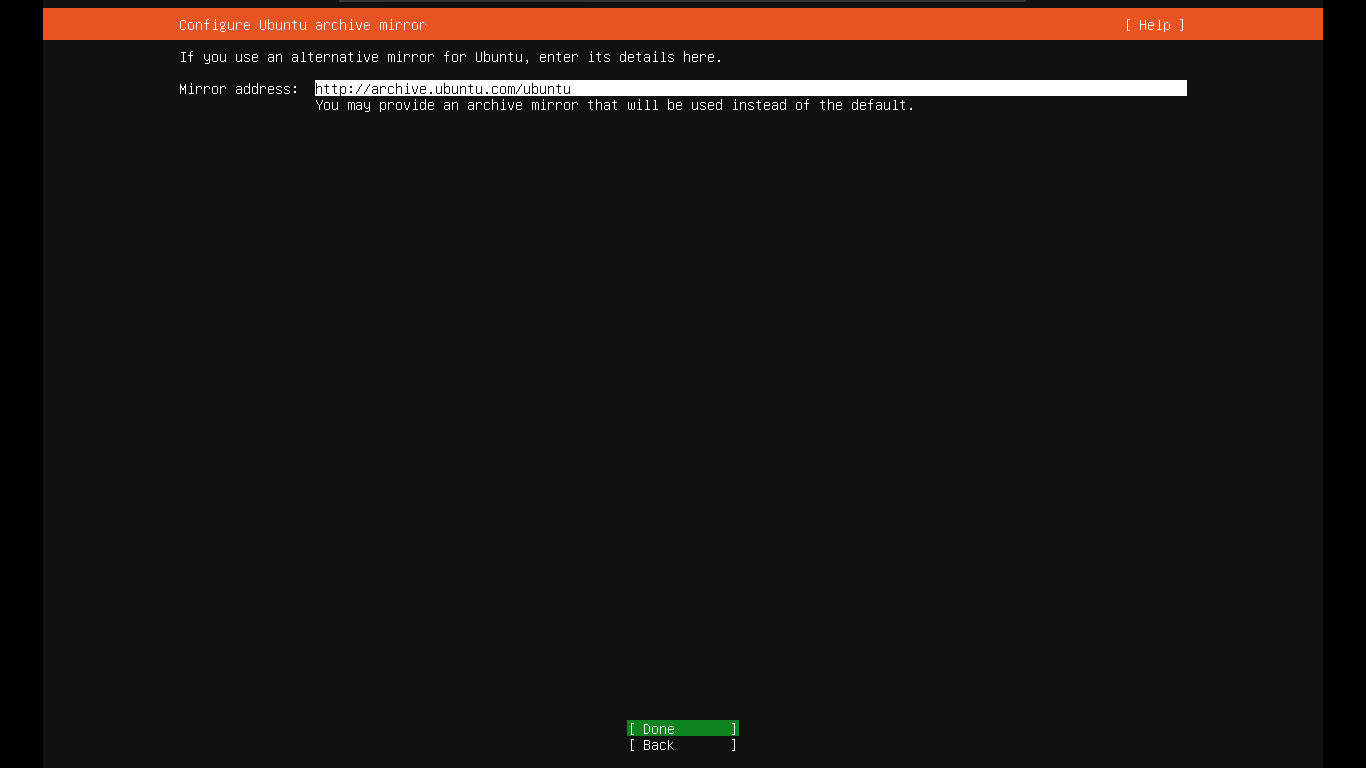 Configure mirror while installing Ubuntu server