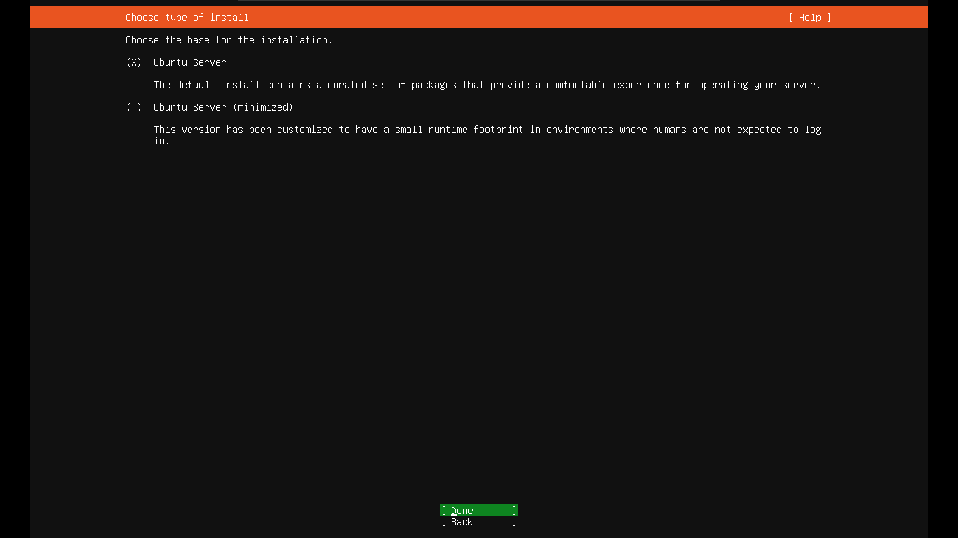 Choose between minimal and normal edition while installing Ubuntu server in VM